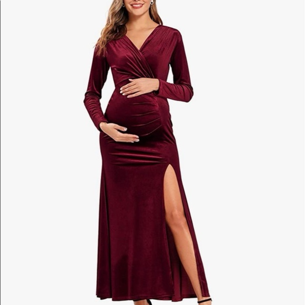 Babalet Large Velvet Burgundy Maternity Dress